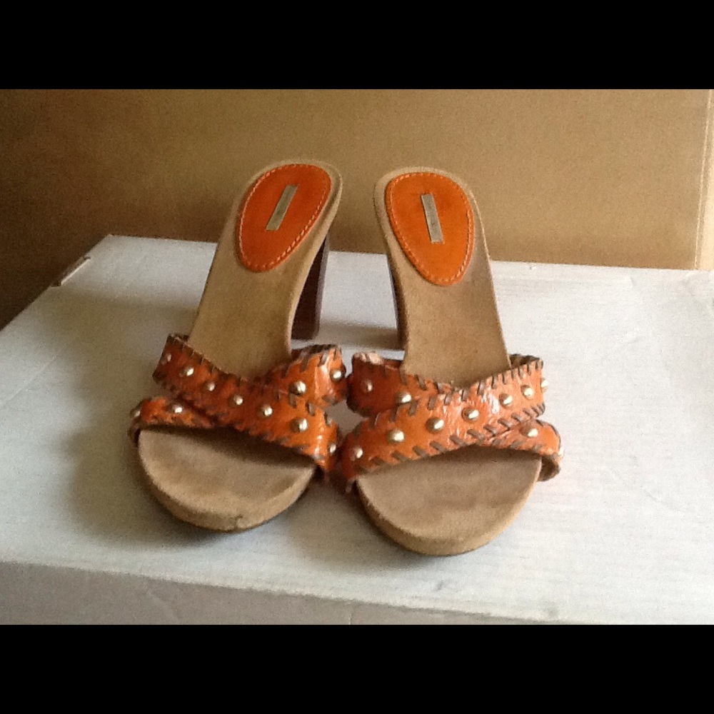 Orange studded MaxStudio Heels